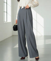 Comprar calça wide leg alfaiataria feminina cinza com pregas cintura alta para trabalho barato ou em promoção ZARA